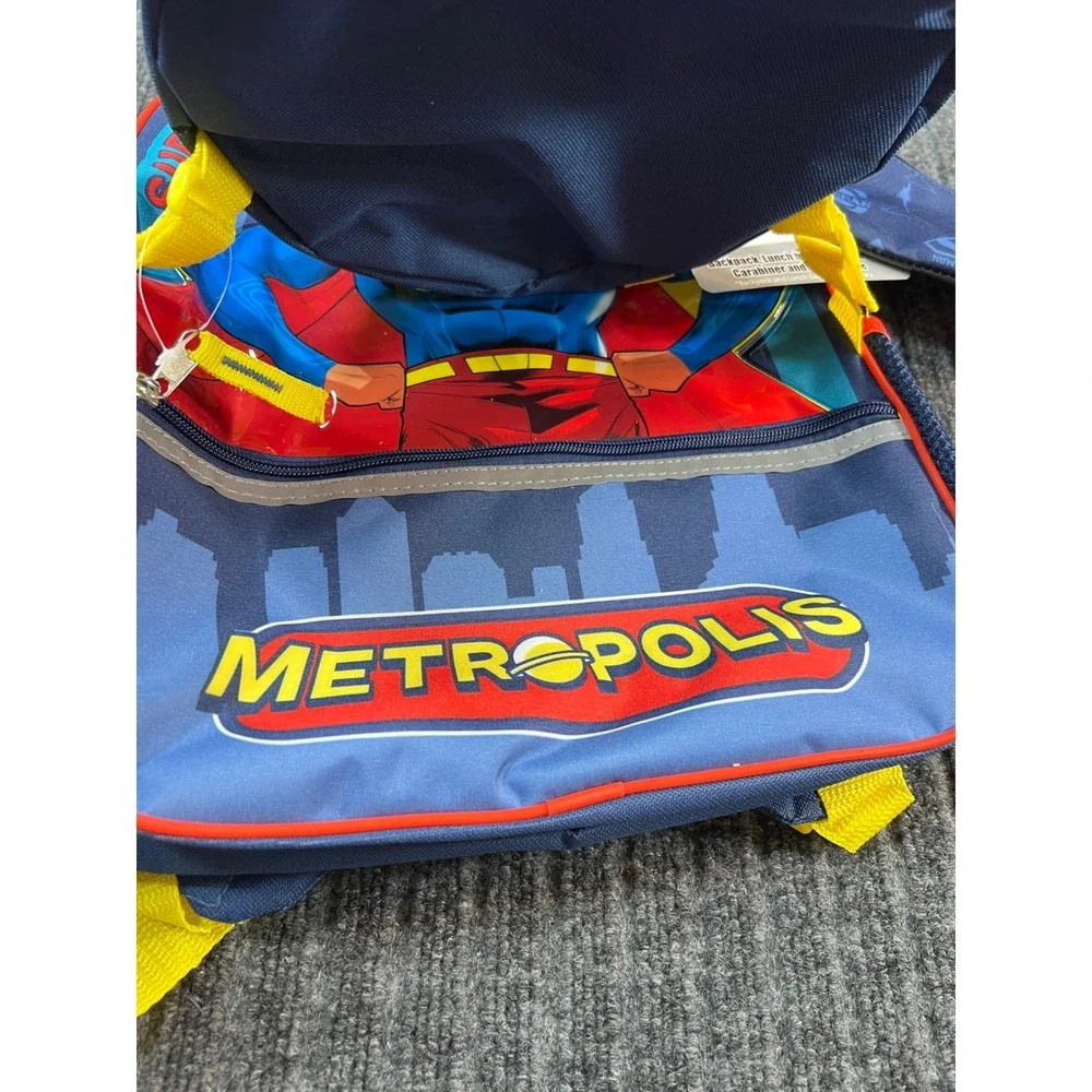 SUPERMAN Backpack Set Kids Blue 5-Piece Lunch Bag Water Bottle Pencil Case NWT